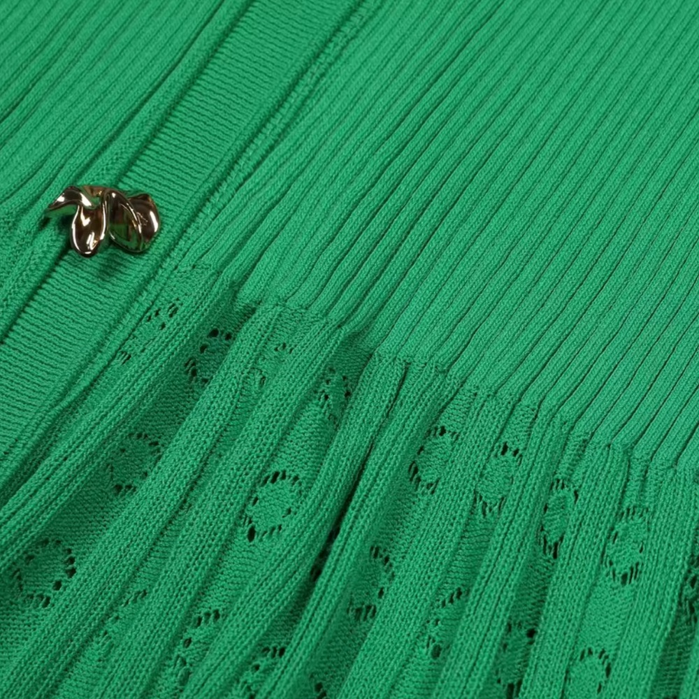 Green Ribbed Button-Down Dress - Picture 3 of 9